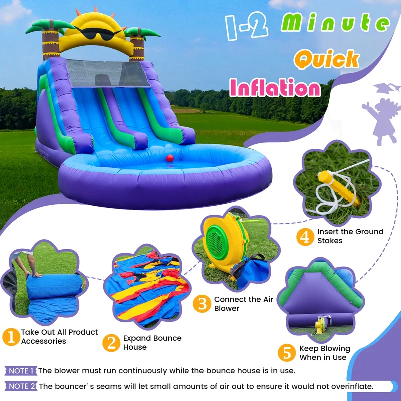 Toboggan Aquatique Gonflable Fleur Double