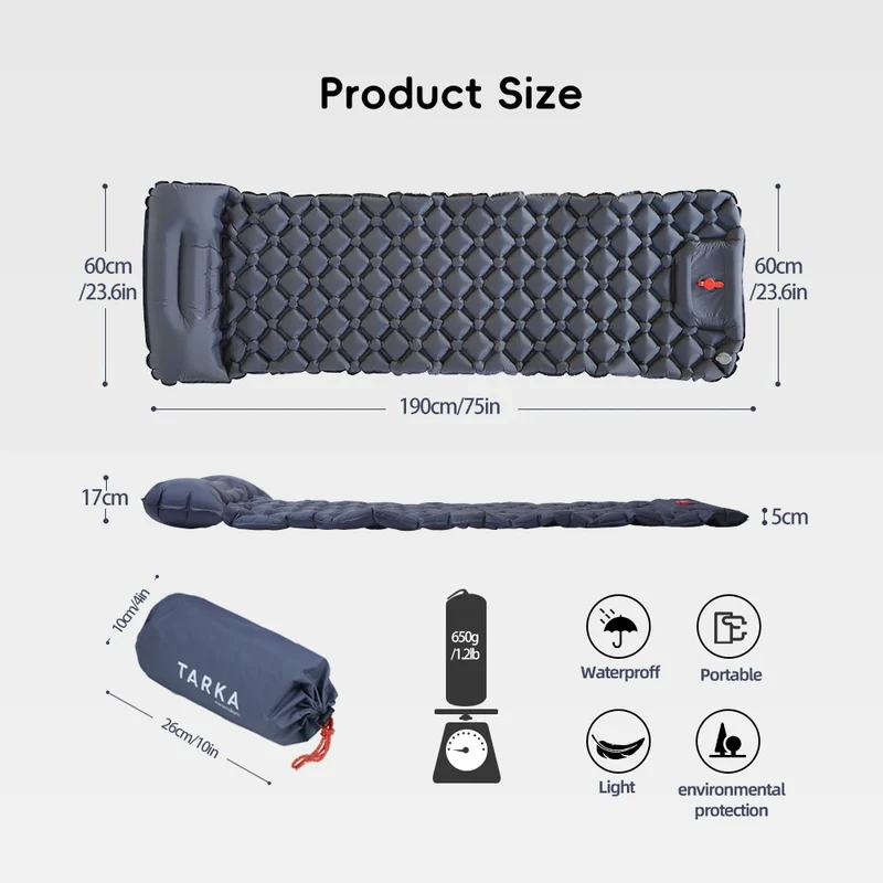 Tapis de Couchage Gonflable Randonnée Auto-Gonflant