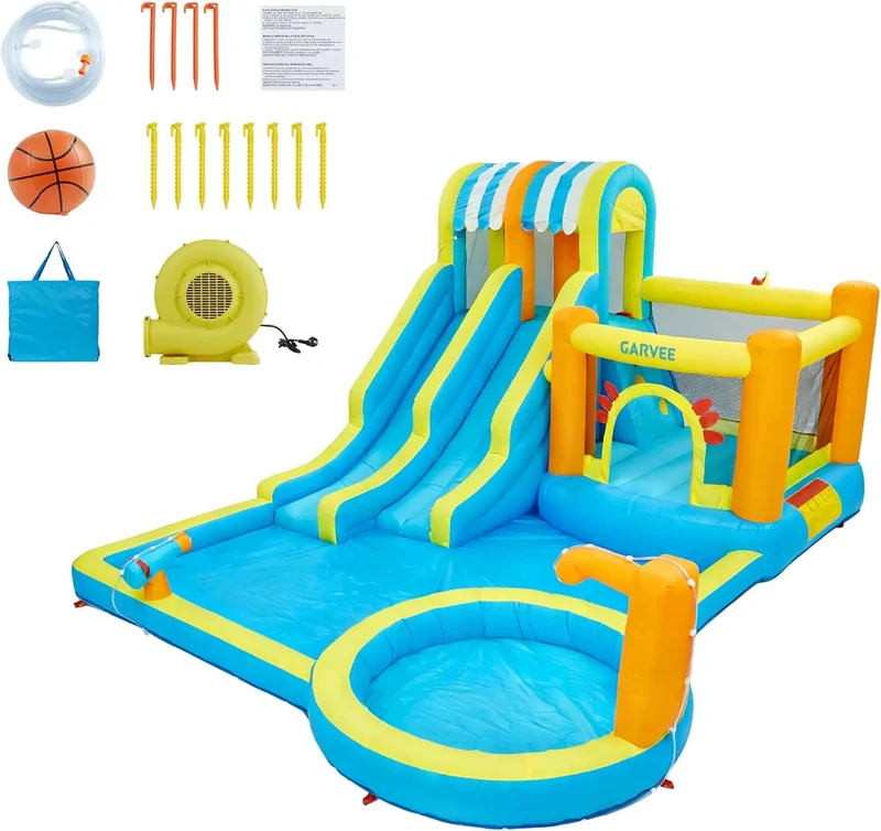 Château Gonflable Toboggan Aquatique Souffleur Famille