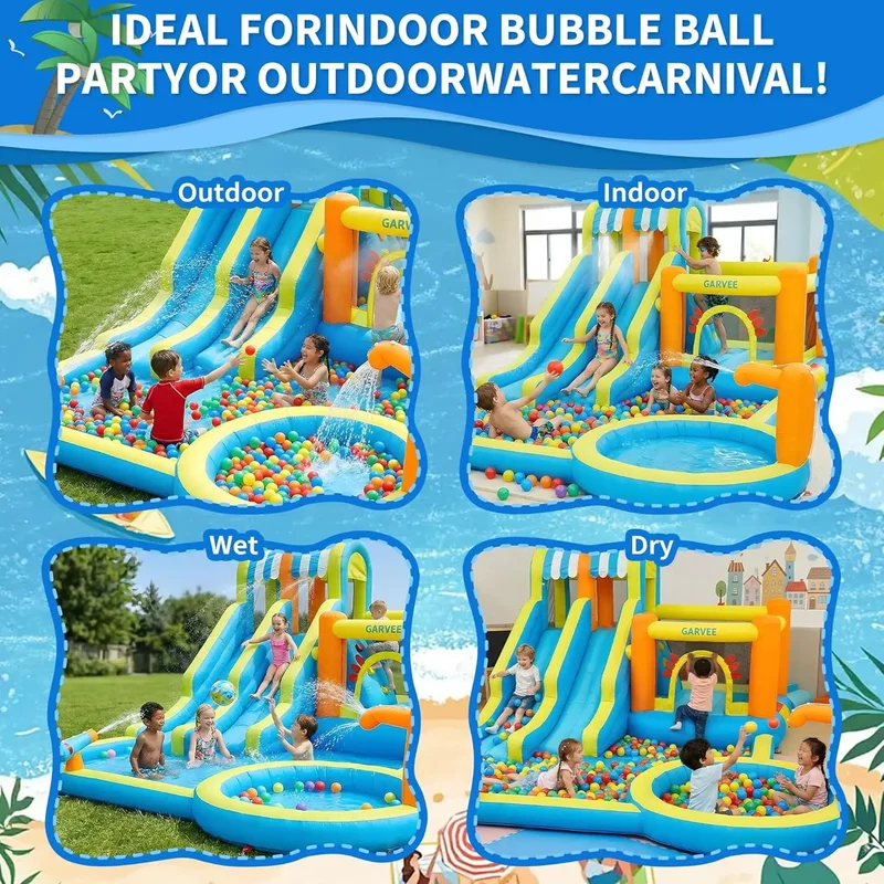 Château Gonflable Toboggan Aquatique Souffleur Famille
