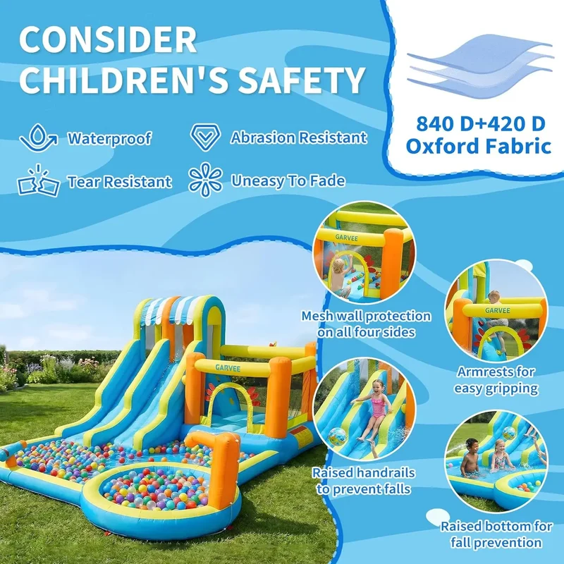 Château Gonflable Toboggan Aquatique Souffleur Famille
