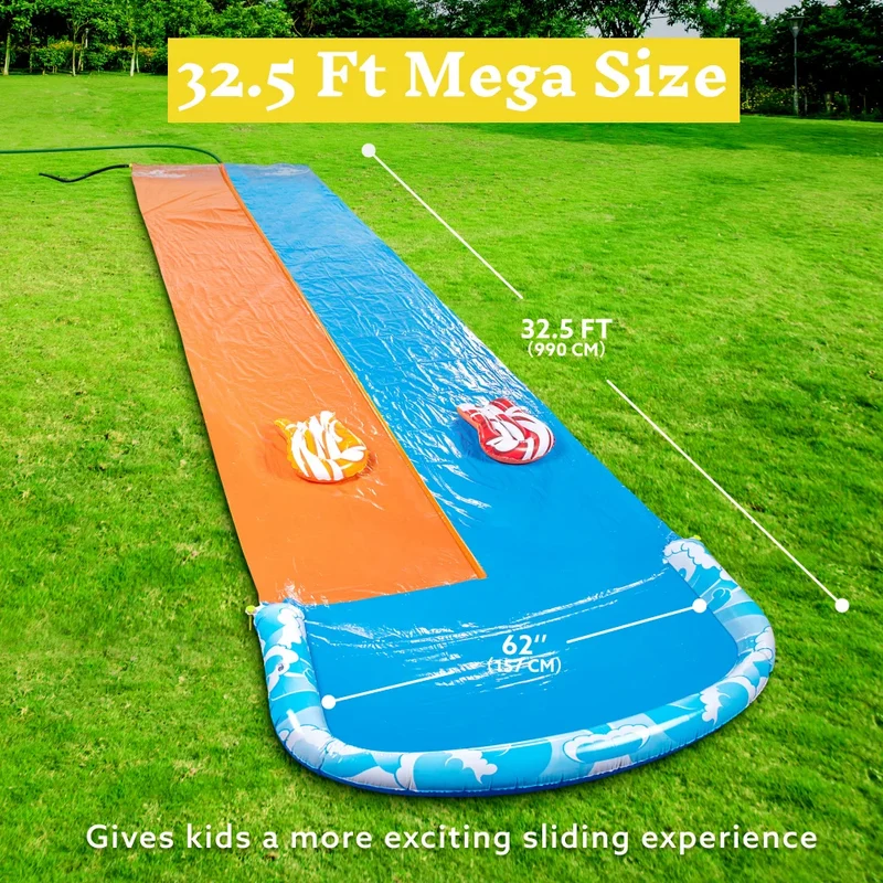 Toboggan Aquatique Gonflable Géant Double Piste Multicolore