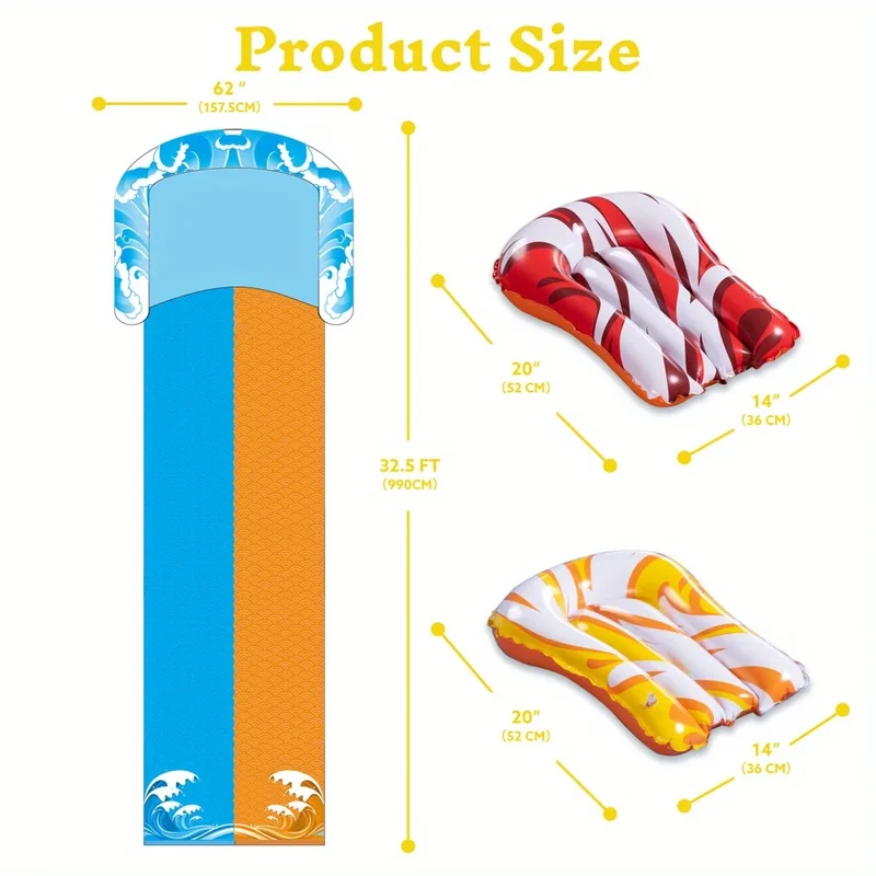 Toboggan Aquatique Gonflable Géant Double Piste Multicolore