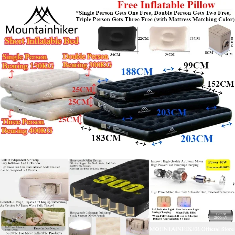 Matelas de Camping Gonflable Pompe Intégrée
