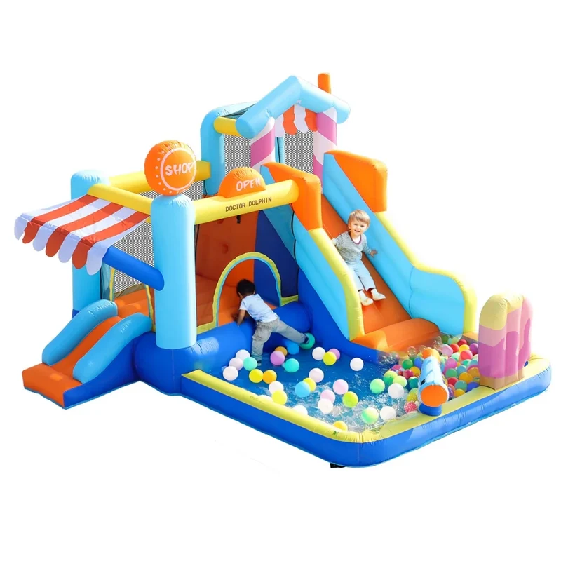 Château Gonflable Double Toboggan Fontaine