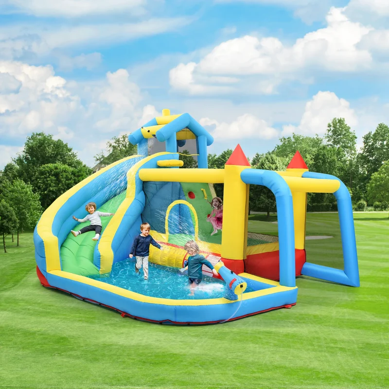 Château Gonflable 5-en-1 Trampoline Toboggan