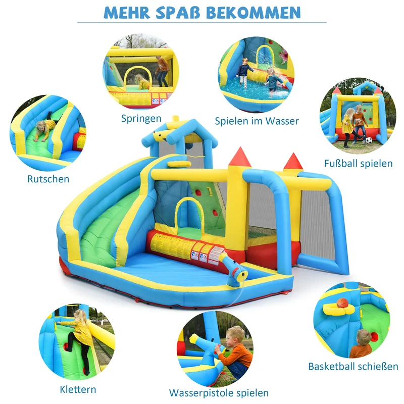 Château Gonflable 5-en-1 Trampoline Toboggan