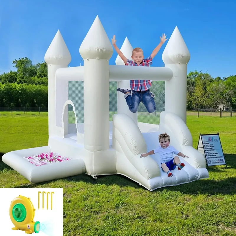 Château Gonflable Blanc Toboggan