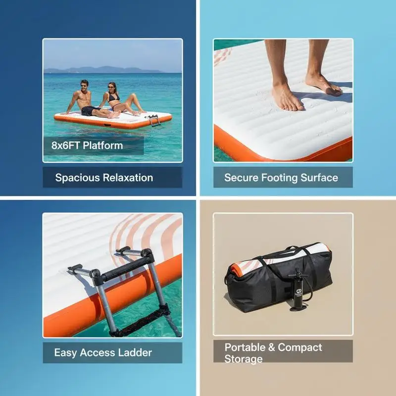 Plateforme Flottante Gonflable Île Quatre Personnes