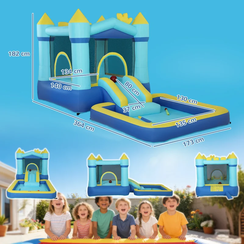 Château Gonflable Bleu Multi-Jeux
