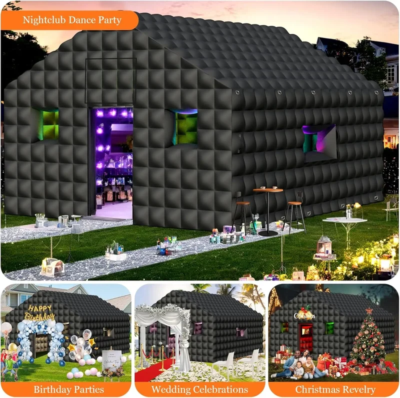 Discothèque Gonflable Noire 6 × 5 m