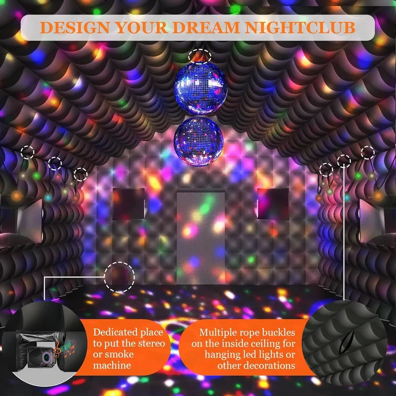 Discothèque Gonflable Noire 6 × 5 m
