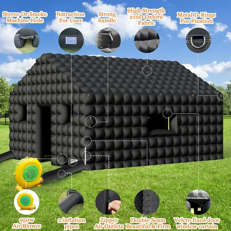 Discothèque Gonflable Noire 6 × 5 m