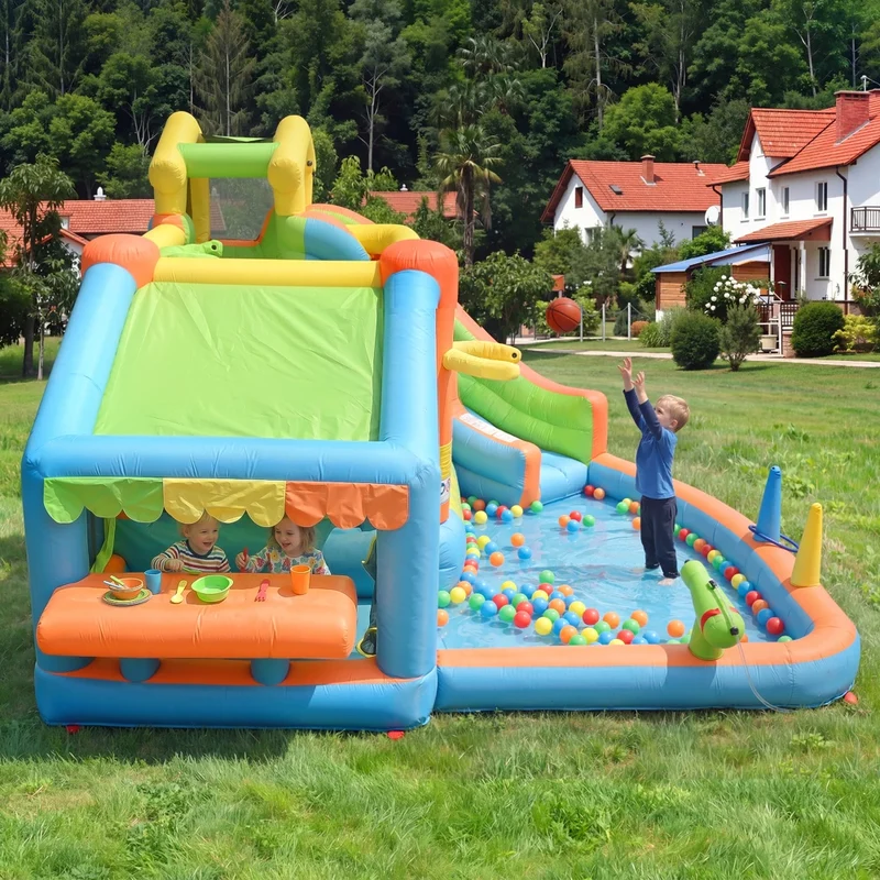 Château Gonflable Toboggan Panier Basket