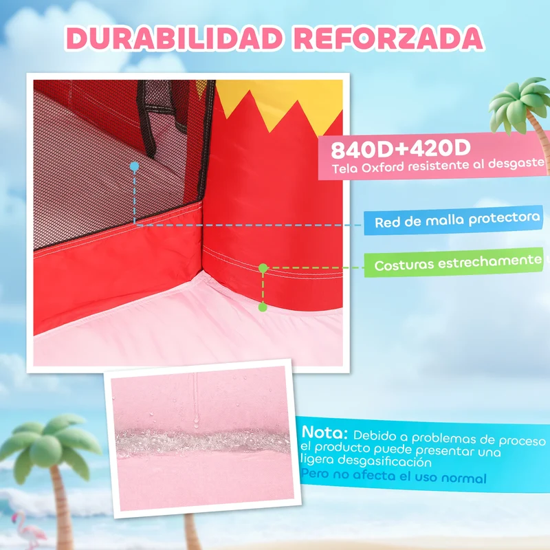 Château Gonflable Flamant Rose Toboggan