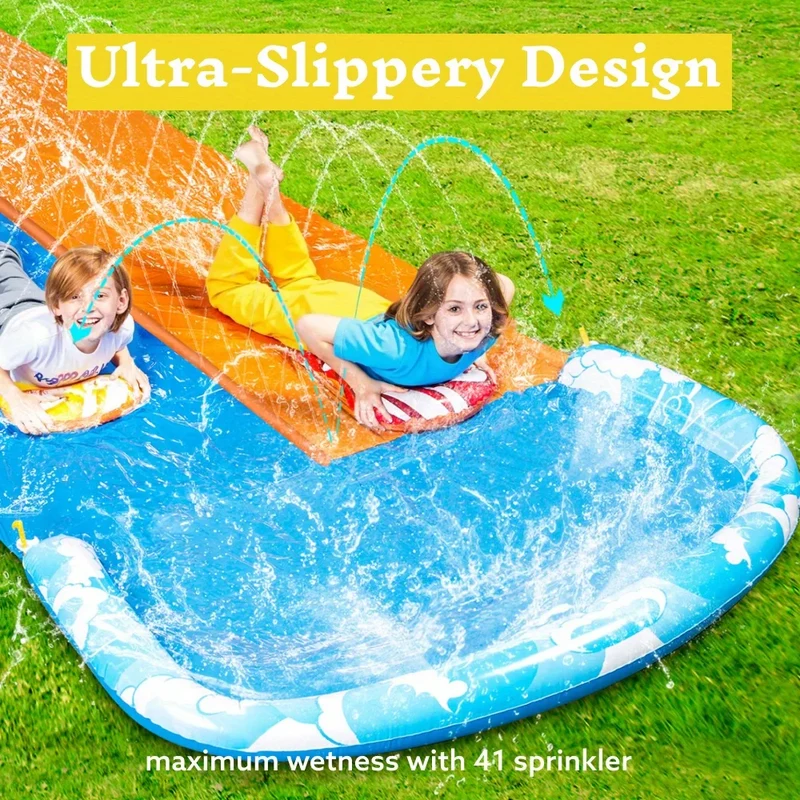 Toboggan Aquatique Gonflable Géant Double Piste