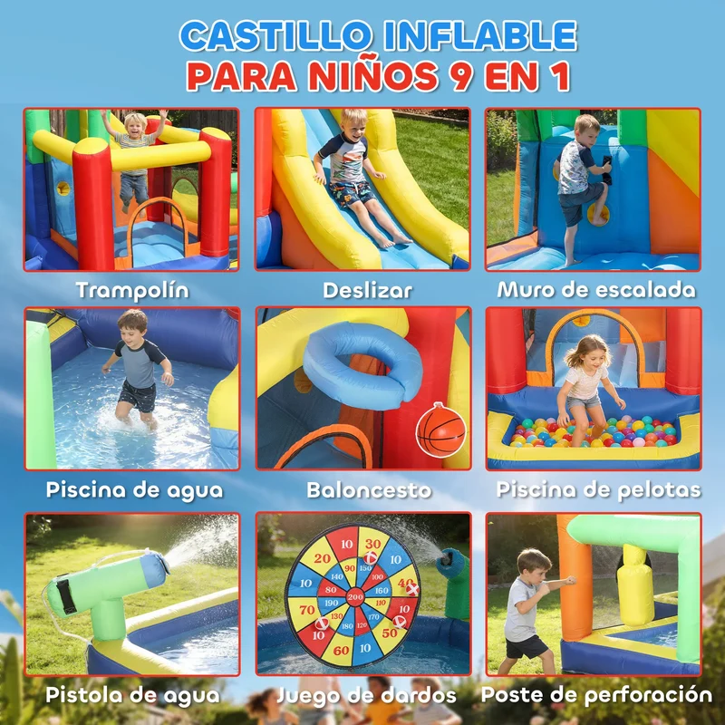 Château Gonflable Aquatique 9-en-1 550W
