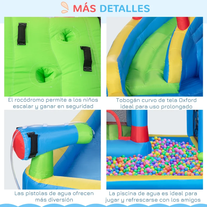 Château Gonflable Multicolore Piscine Toboggan
