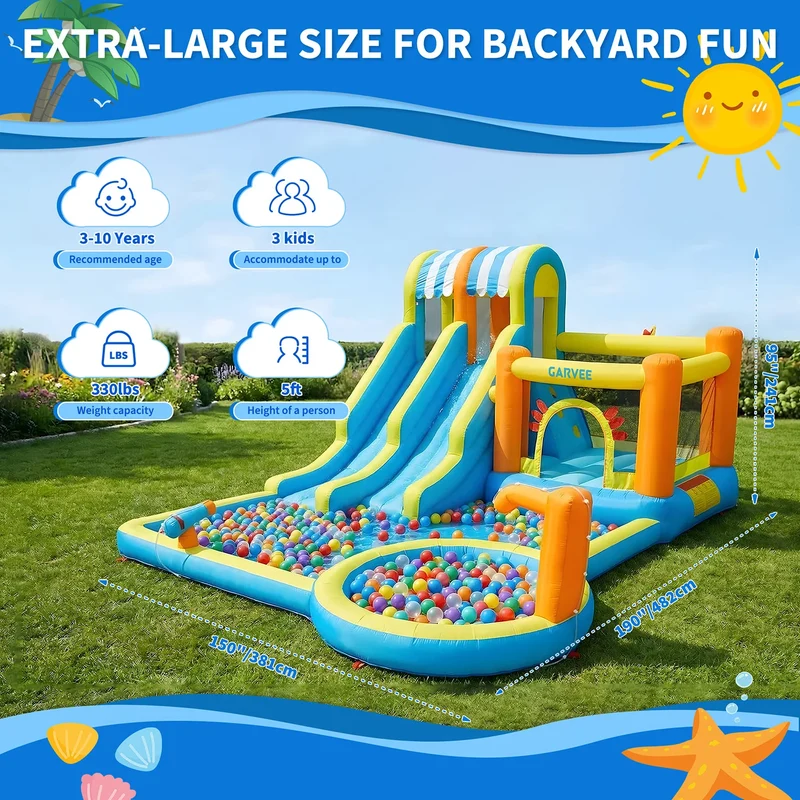 Aire de Jeux Gonflable 9-en-1 Mur Escalade