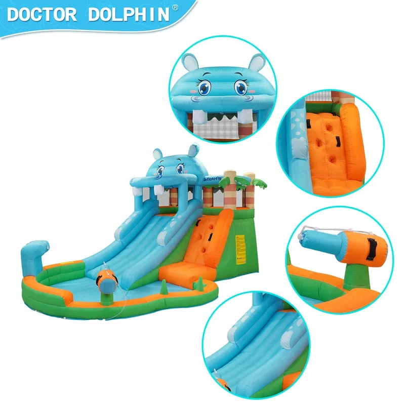 Toboggan Aquatique Gonflable Dauphin Pistolet à Eau