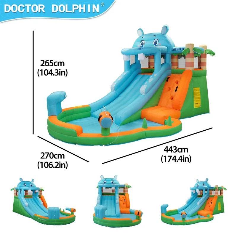 Toboggan Aquatique Gonflable Dauphin Pistolet à Eau