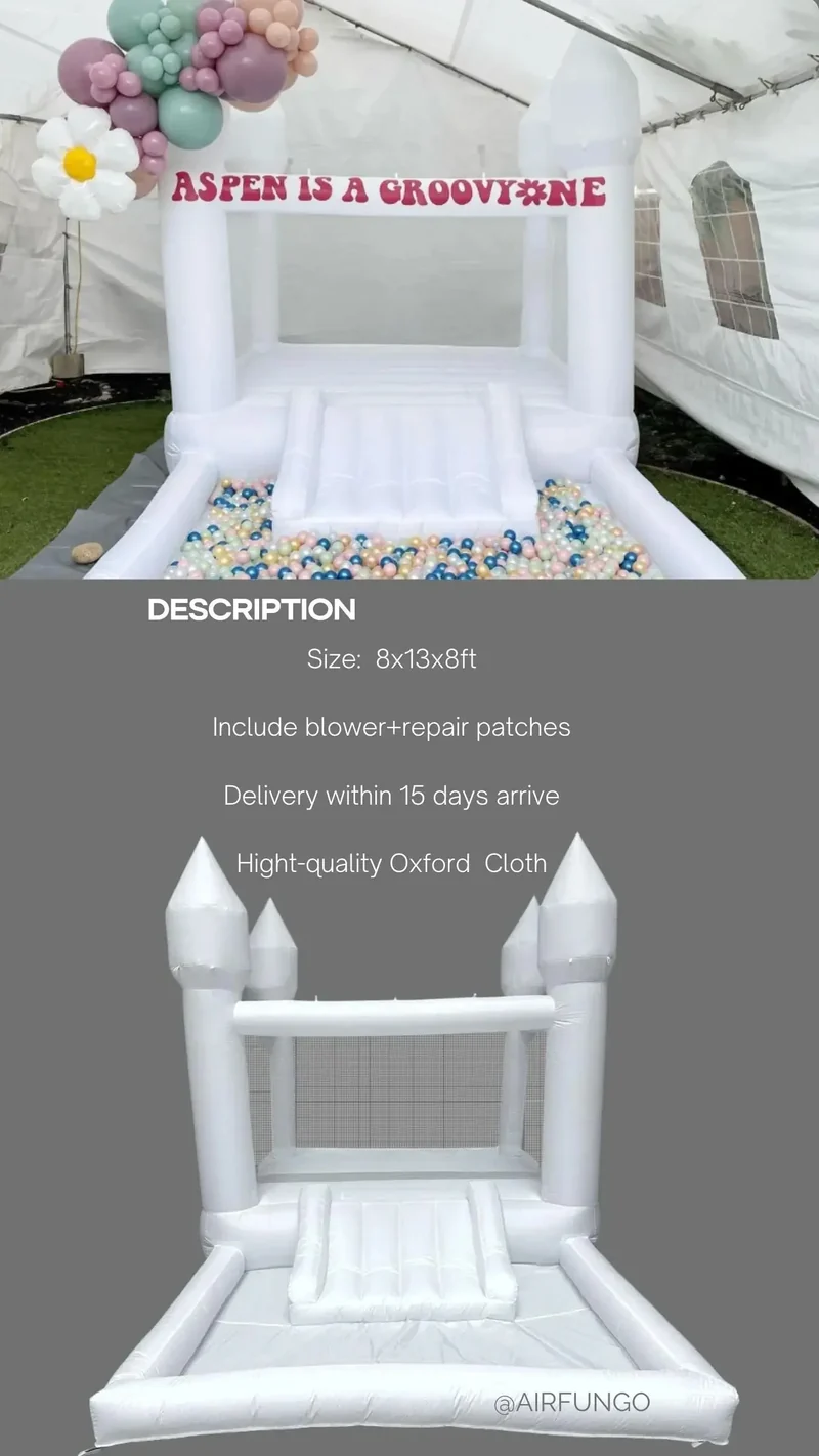 Château Gonflable Blanc Oxford 6 Tailles