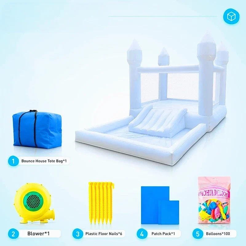 Château Gonflable Blanc 4 m Piscine Balles