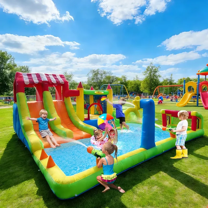 Toboggan Aquatique Gonflable Piscine Pistolets