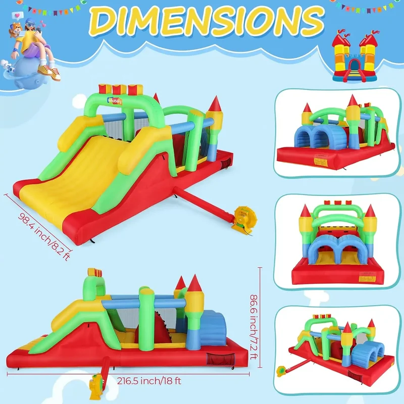Parcours Gonflable Obstacles Double Tunnel