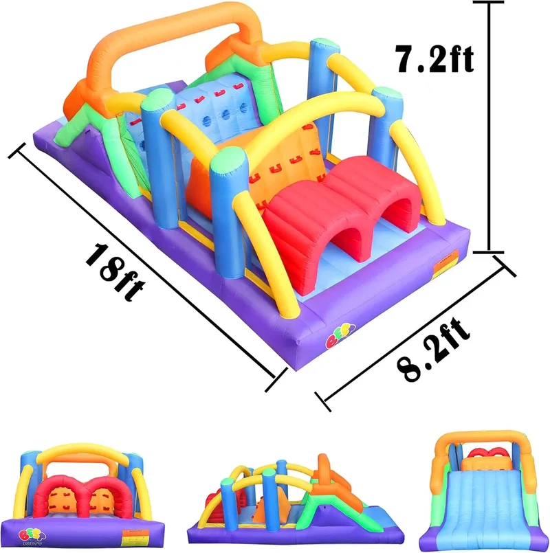 Parcours Gonflable Obstacles Double Tunnel