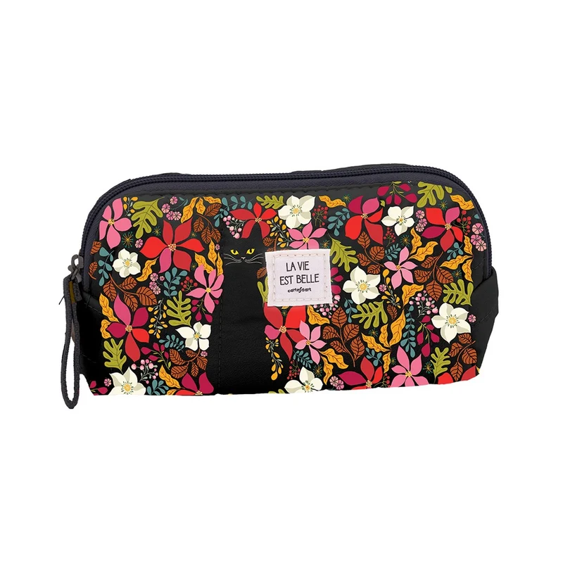 Petite trousse matelassée Chat noir - Cartes d'Art
