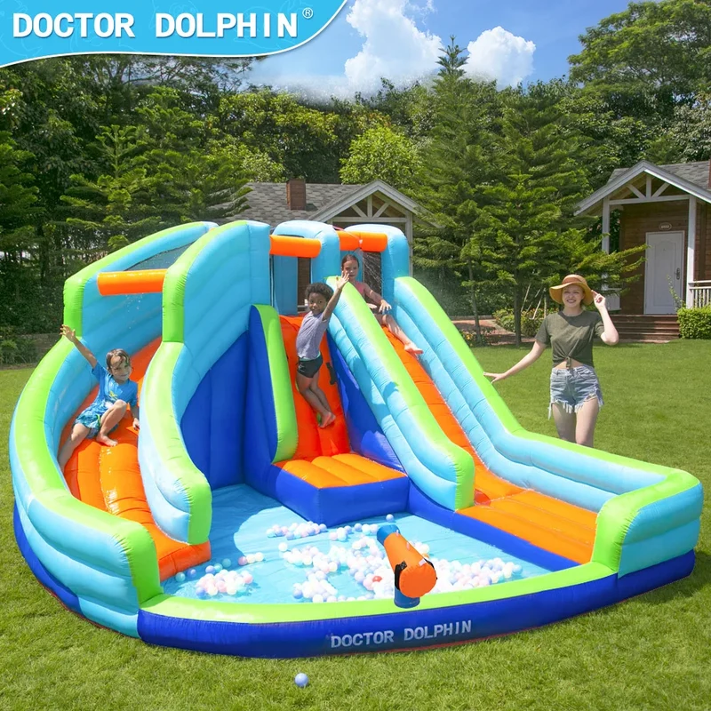 Toboggan Aquatique Gonflable Dauphin Château