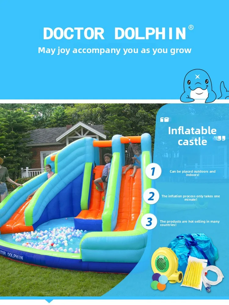 Toboggan Aquatique Gonflable Dauphin Château