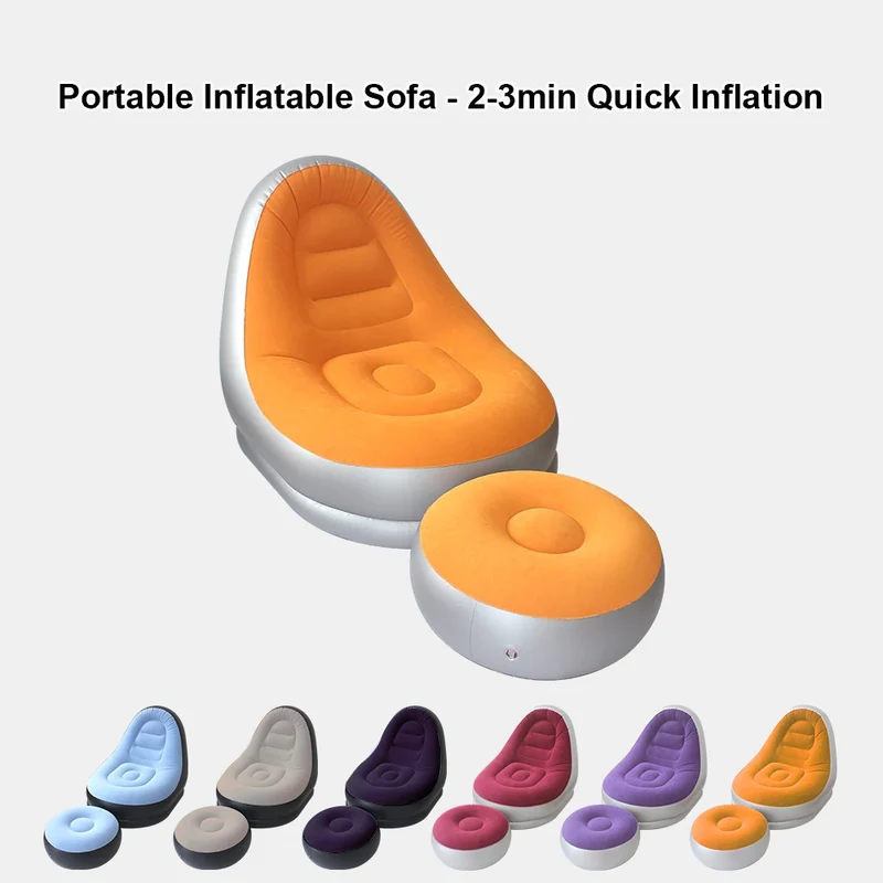 Canapé Gonflable Repose-Pieds Multicolore