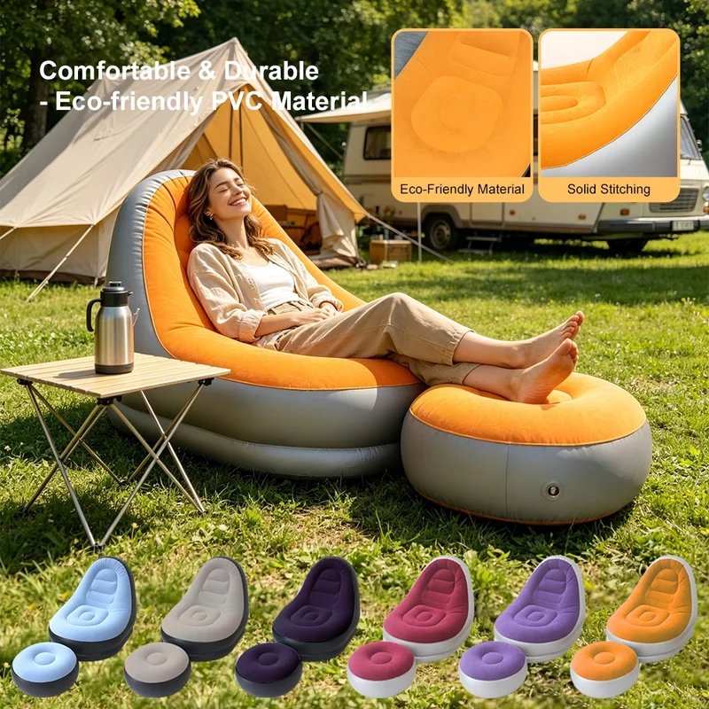 Canapé Gonflable Repose-Pieds Multicolore