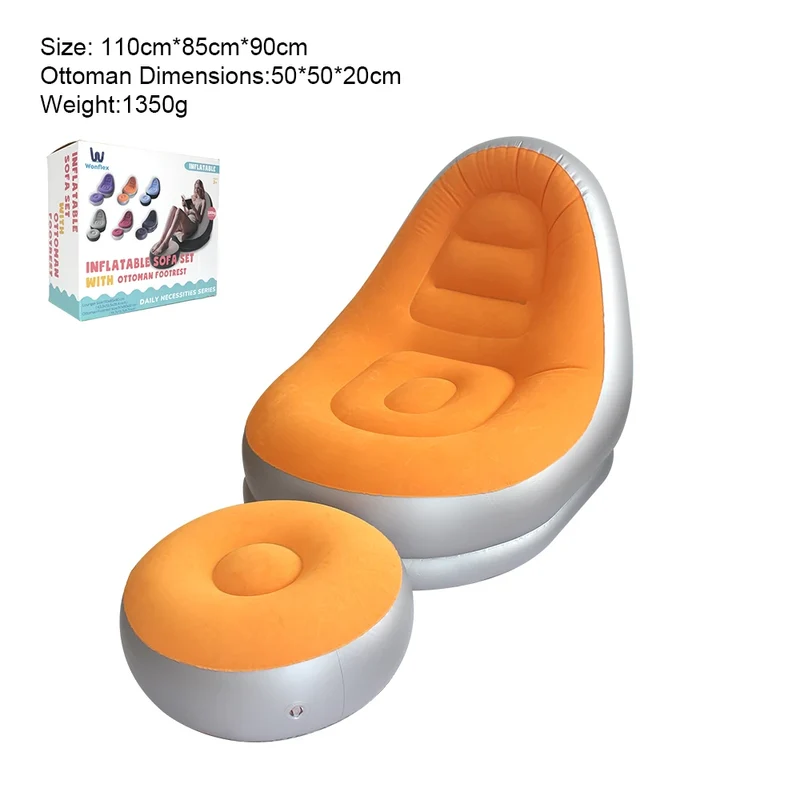 Canapé Gonflable Repose-Pieds Multicolore