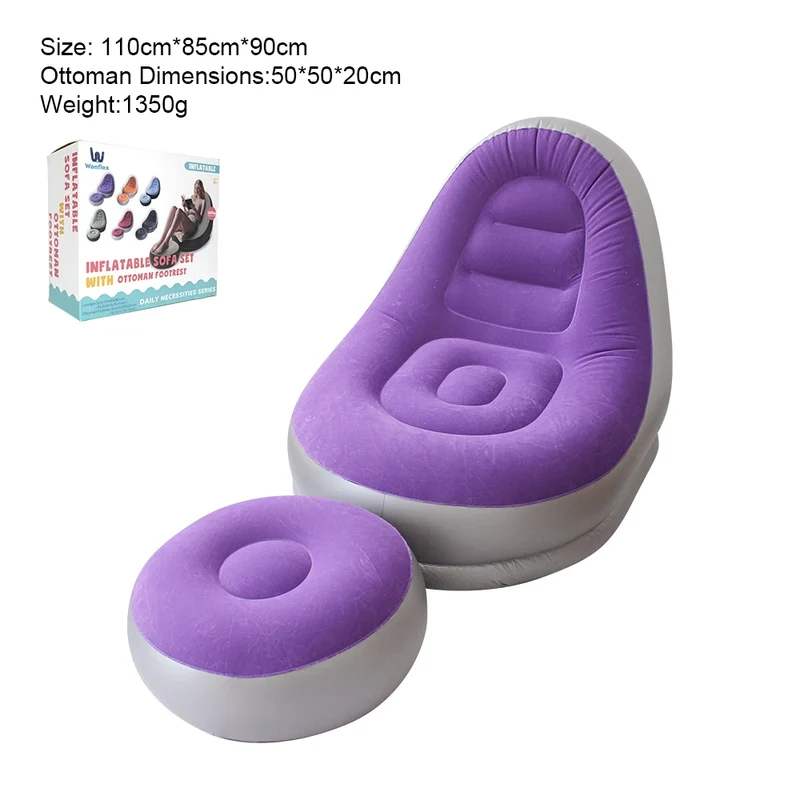 Canapé Gonflable Repose-Pieds Multicolore