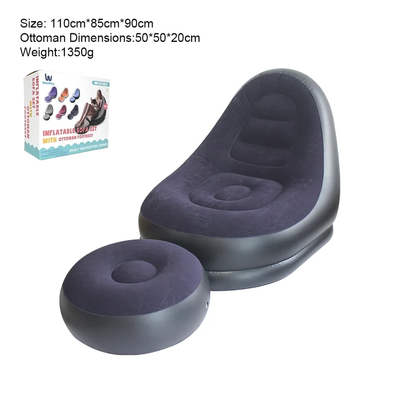 Canapé Gonflable Repose-Pieds Multicolore
