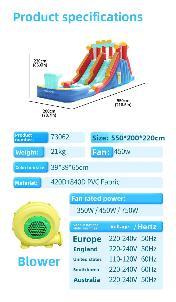 Château Gonflable Double Toboggan 5,5 m