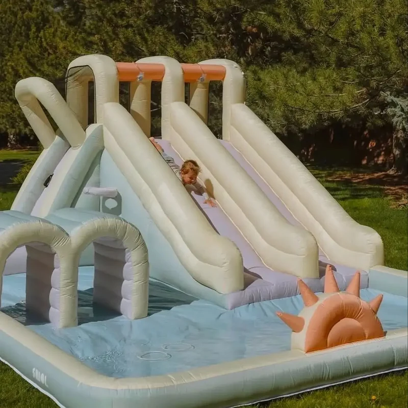 Château Gonflable Toboggan Piscine 5 m
