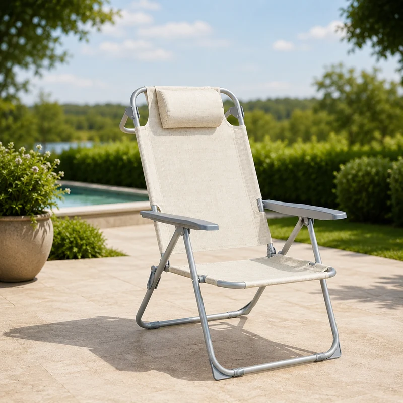 Pack 2 Sillas Plegables Reclinable Con Reposacabezas Portátil