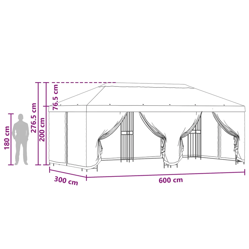 Paviljoen Met Zijwanden 6 X 3 M Polyester En Staal