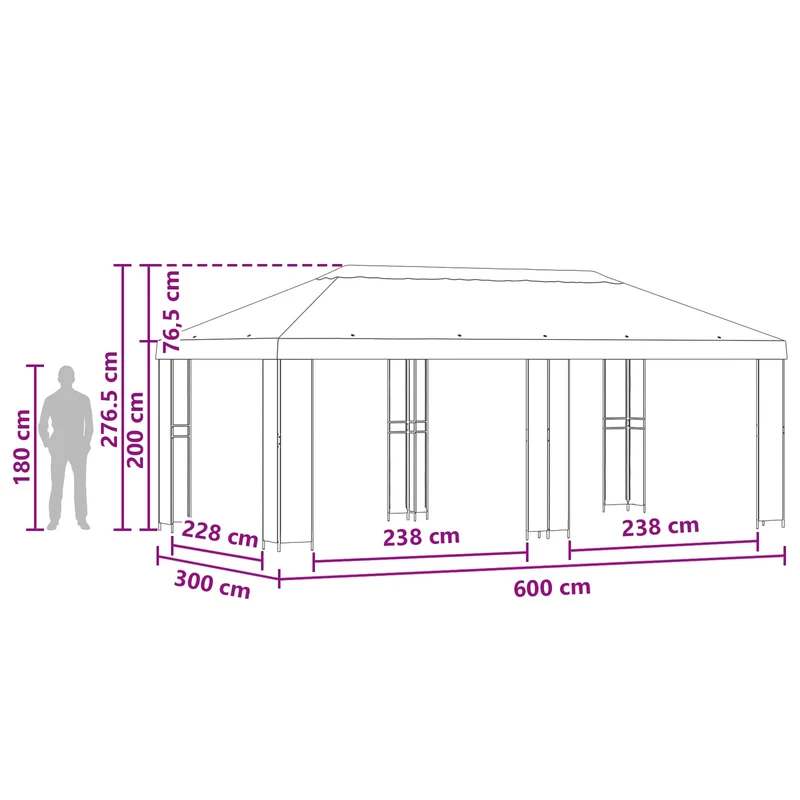 Tuinpaviljoen 6 X 3 M Polyester En Staal 190 Gsm