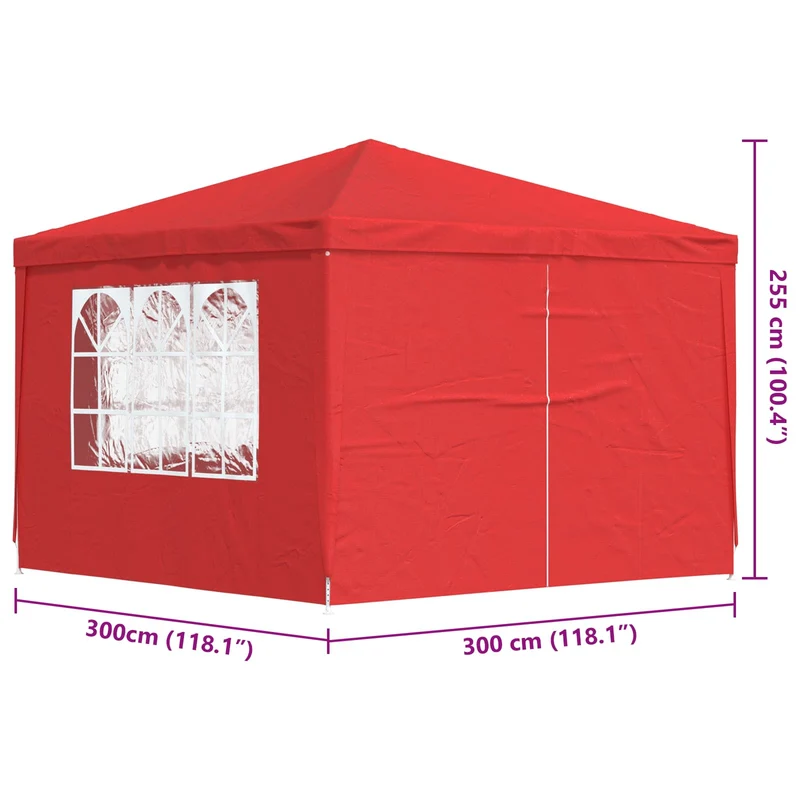 Partytent 300 X 300 X 255 Cm Rood Pe En Staal