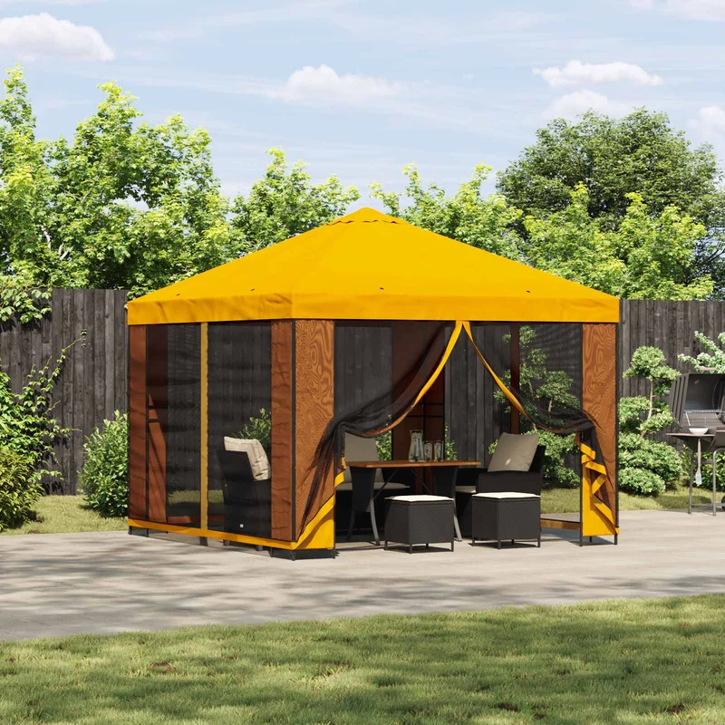 Tuin Gazebo Met Zijwanden 3 X 3 M Polyester En Staal