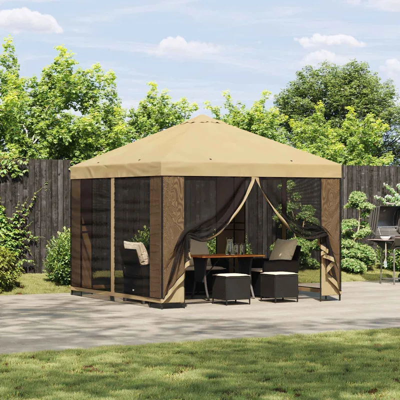 Tuin Gazebo Met Zijwanden 3 X 3 M Polyester En Staal
