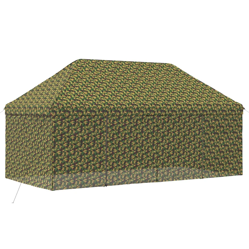 Luifel Tent Met 4 Zijkanten 2,9 X 5,8 M Leger Camouflage