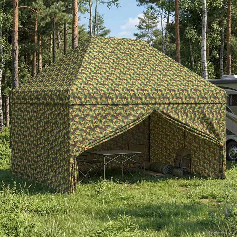 Luifel Tent Met 4 Zijkanten 2,9 X 5,8 M Leger Camouflage