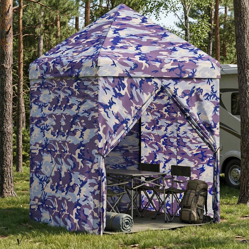 Pop-Up Gazebo Met 4 Zijwanden 3 X 6 M Blauw Camouflage