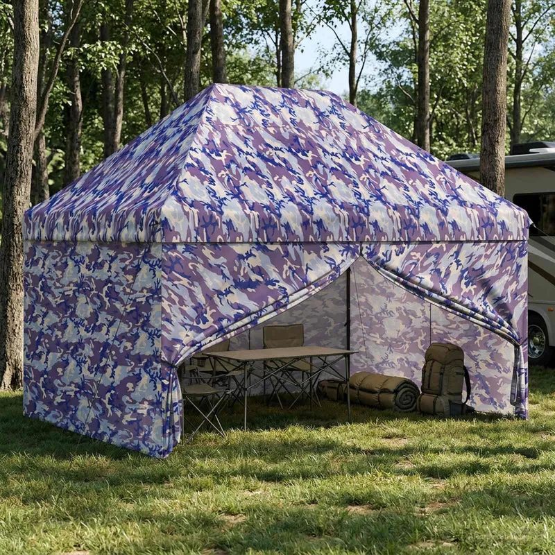 Pop-Up Gazebo Met 4 Zijwanden 3 X 6 M Blauw Camouflage